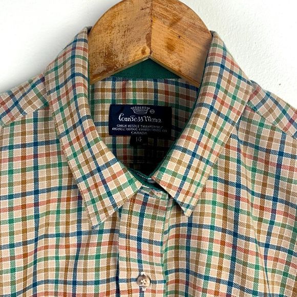 Countess Mara Gingham Plaid Button Up Blouse Size Medium - Picture 1 of 7